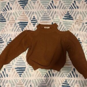 SHEIN Rust Brown Off-Shoulder Knit Sweater